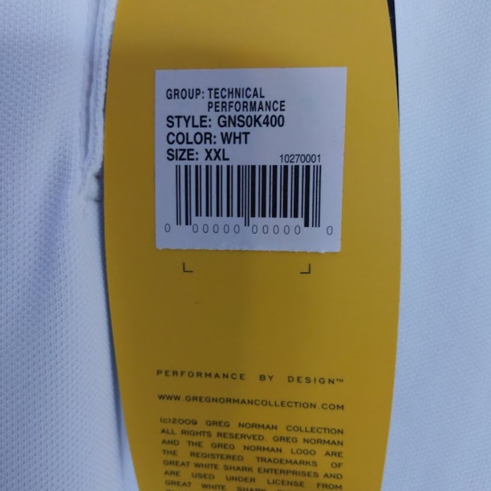 Greg Norman Golf Polo Shirt Mens XXL White Logo Play Dry Tech Performance NWT - Picture 10 of 12